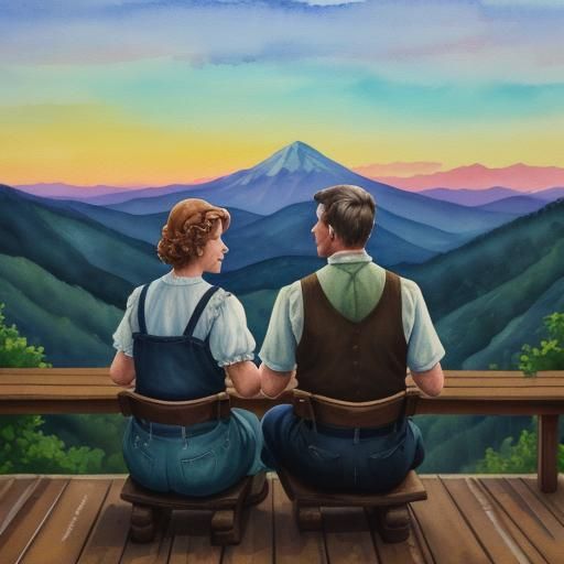 Appalachian Sunset: Gouache Impressionist Mountain Vista