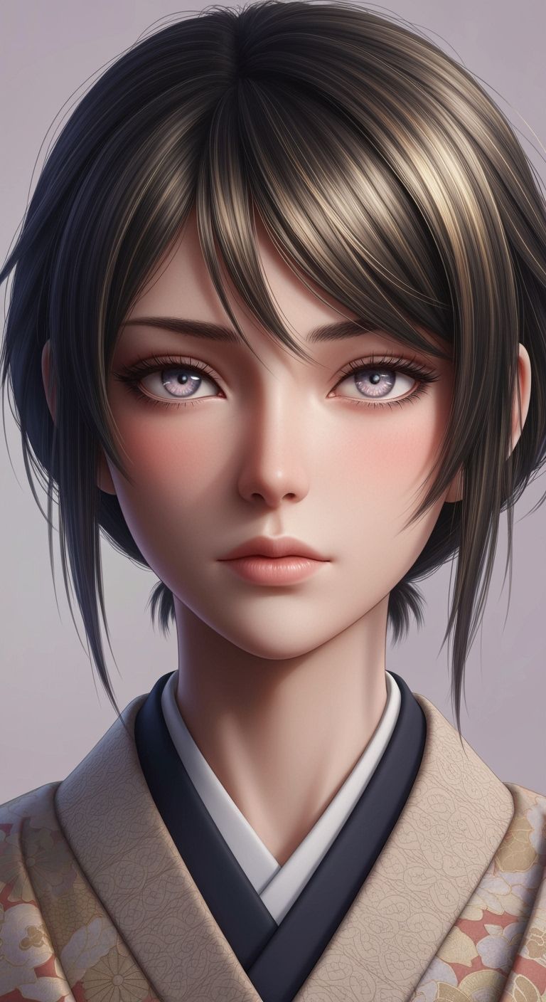 Elegant Kamado Character Portrait in Photorealistic Anime St...