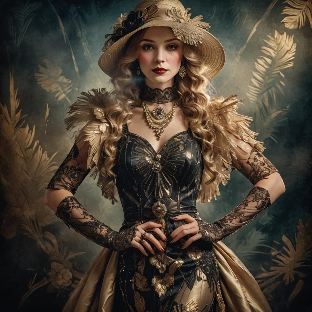 Art Deco Portrait of Woman in 1920s Style