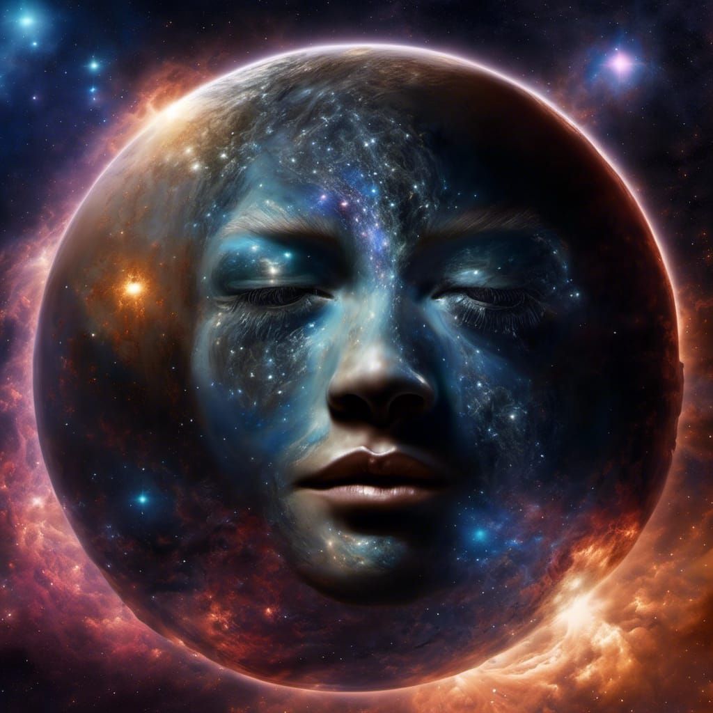 Cosmic Gaia's Melting Face with Tear