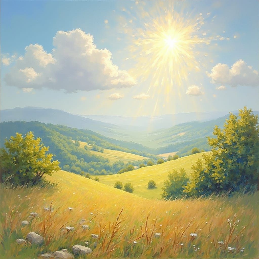 Sunlit Landscape in Impressionist Style