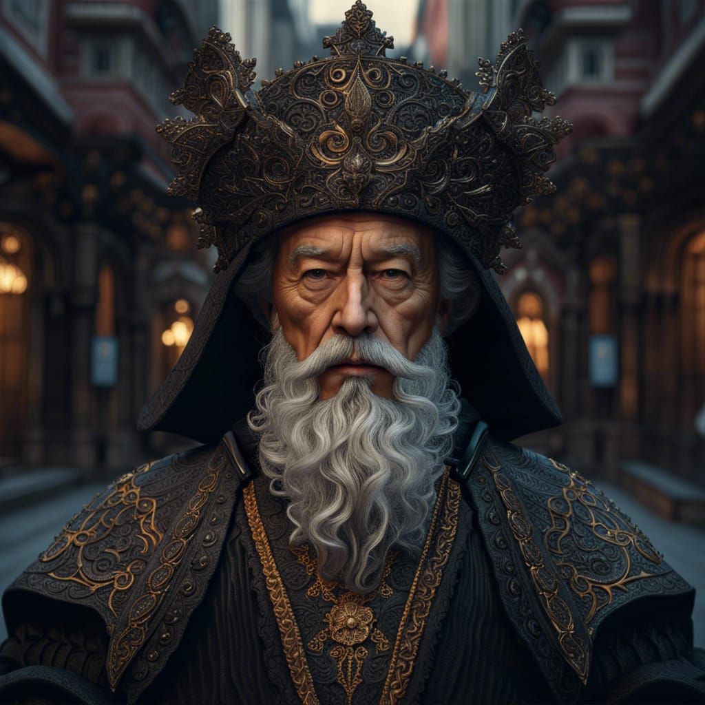 Rococo Dark Gothic Wizard Portrait in Oil Painting Style