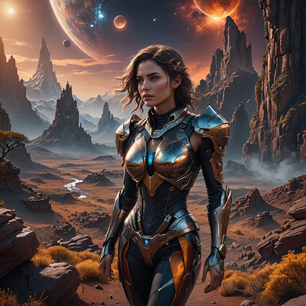 Sensual Plaedian in Space: Detailed Matte Painting