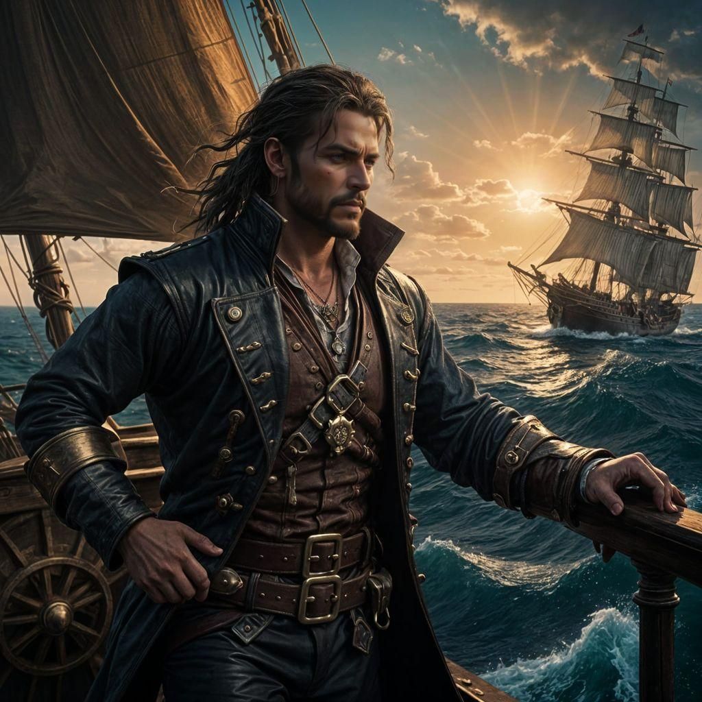 Epic Pirate Ship Voyage in High Fantasy Style