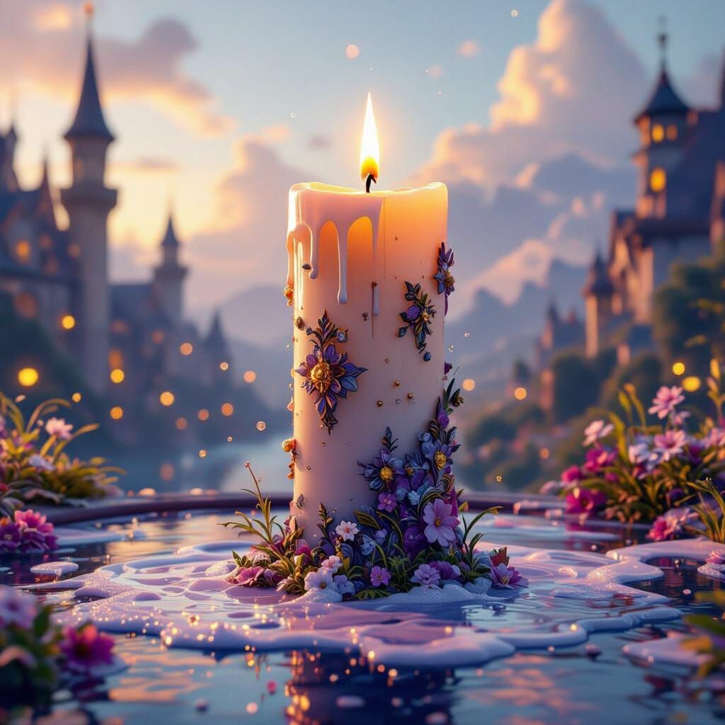 Fantastical Candle in Detailed Matte Painting