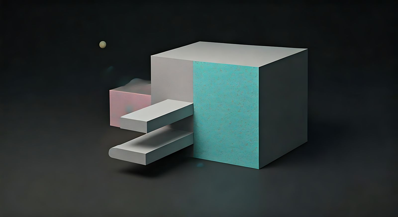 Surrealistic minimalism amalgamation in grey, pink, and turquoise . . . (abstract studies)