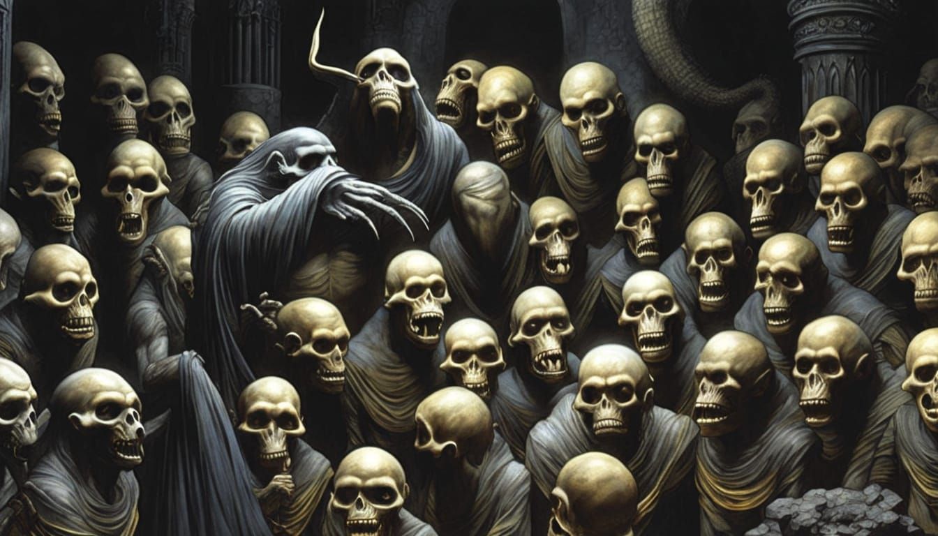 Cosmic Ouroboros Envelops Desolate Planet in Surreal Style