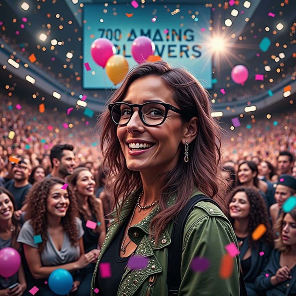 Streamer Celebrates 700 Followers in Neon Style