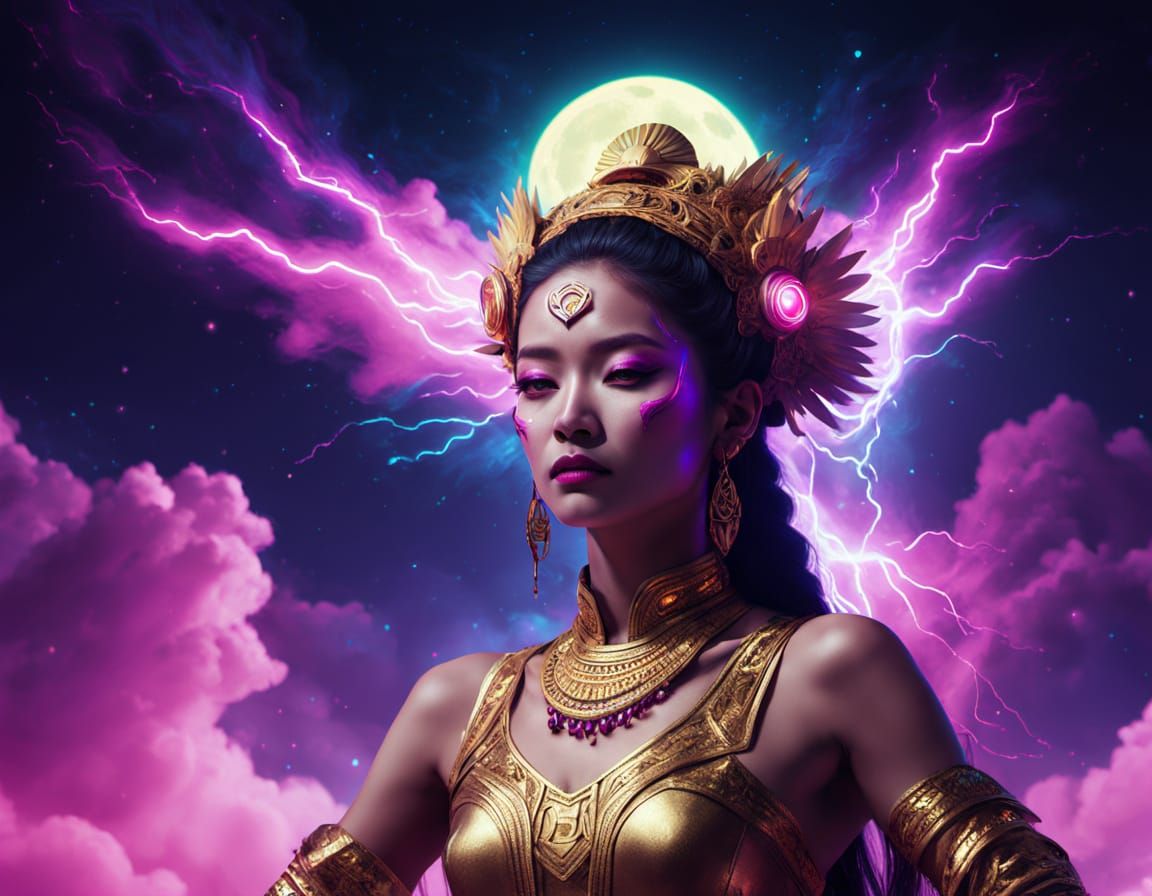 Galactic Goddess in Golden Splendor