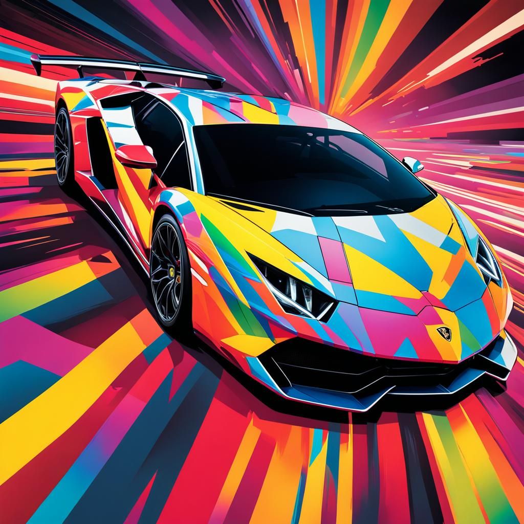 Hyperrealistic Lamborghini Speeding with Dramatic Lighting