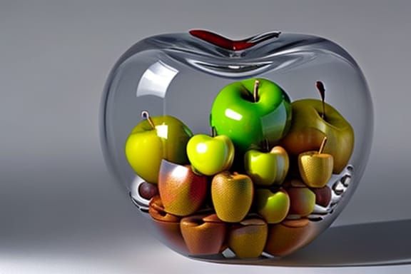 Transparent Glass Apple with Nesting Matryoshka Apples