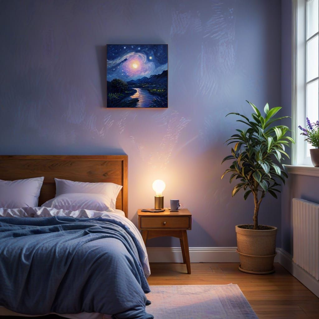 Neo-Expressionist Bedroom Scene at Twilight