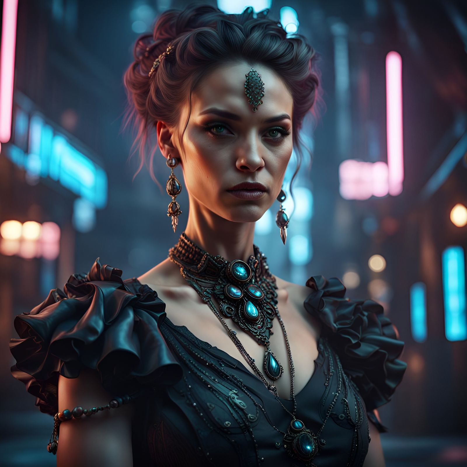 Cyberpunk Gothic Portrait of a Beautiful Woman
