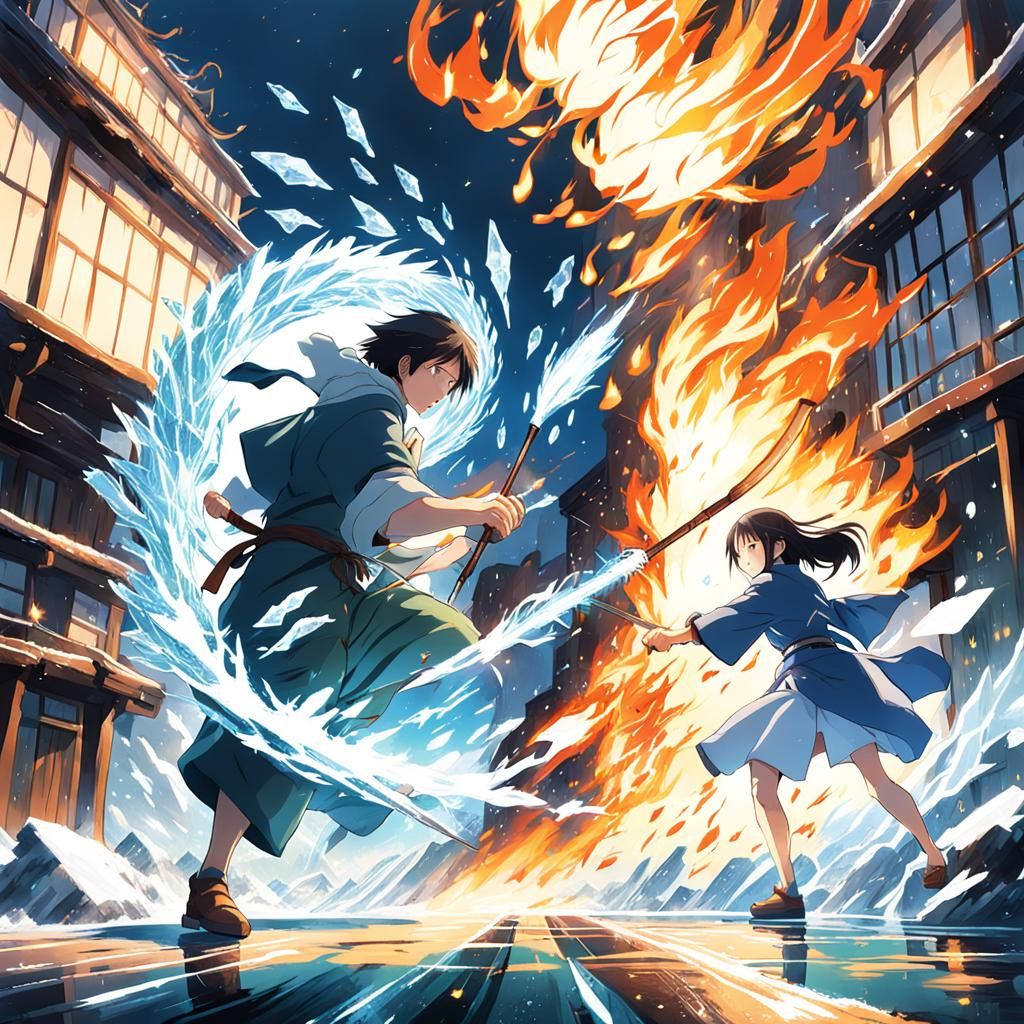 Anime Battle: Ice Woman vs Fire Man