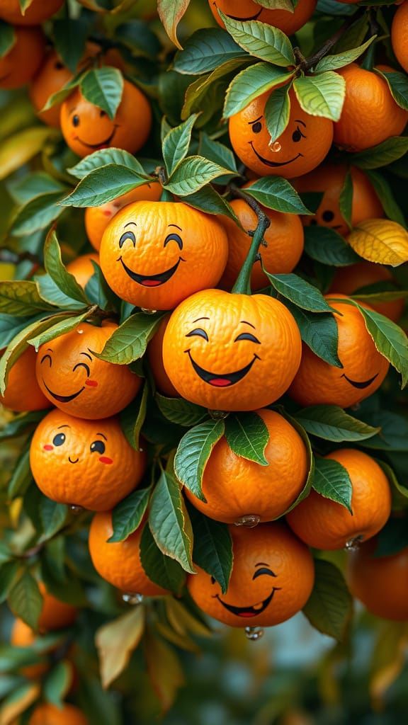 Vibrant Autumn Tree Branch with Cheerful Oranges