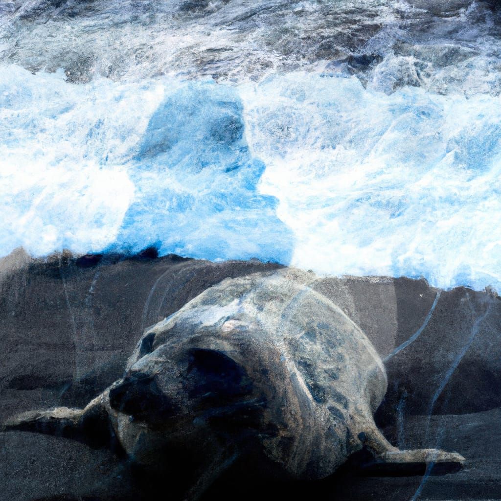 Monk Seal Double Exposure on Hawaii Beach