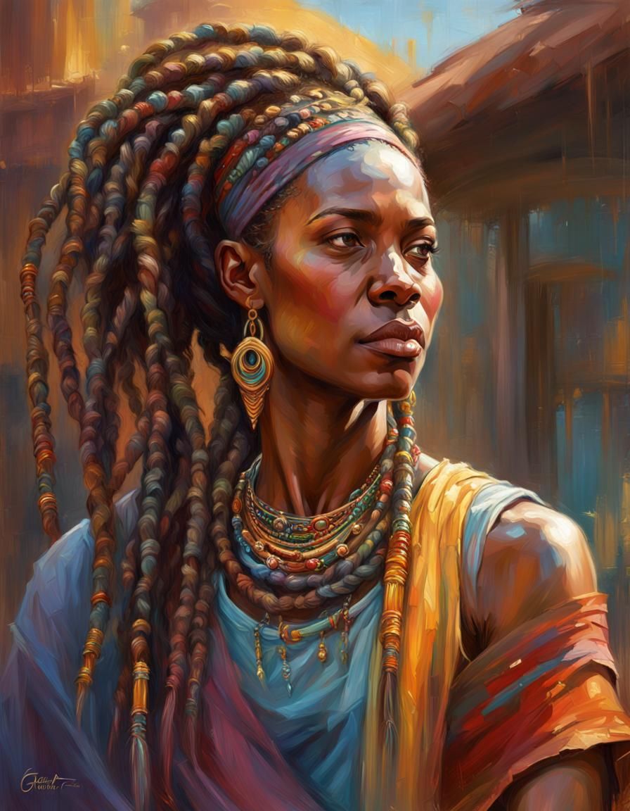 Regal African Queen Portrait in Hyperrealistic Style