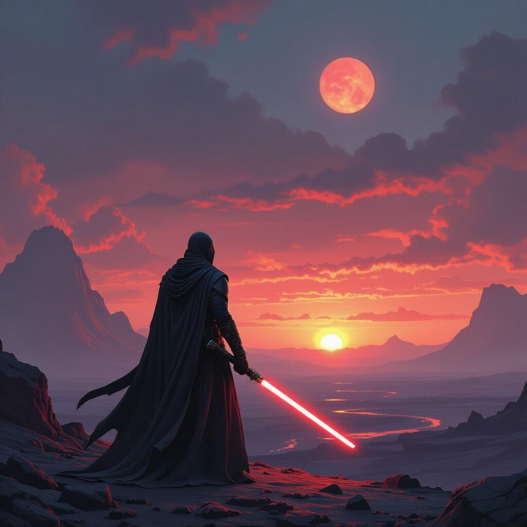 Zabrak Sith Warrior on Volcanic Planet in Matte Painting Sty...