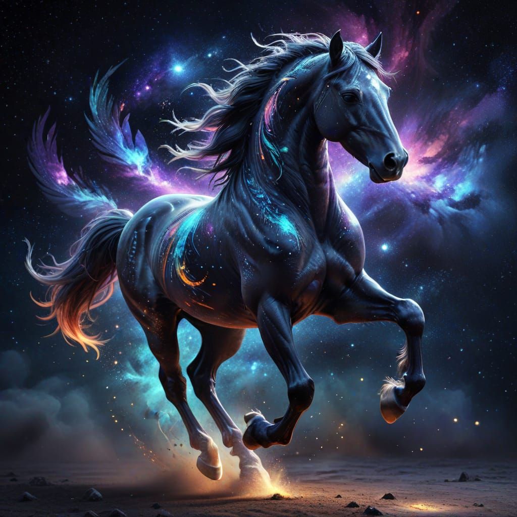 Cosmic Black Stallion Gallops Through the Galaxy