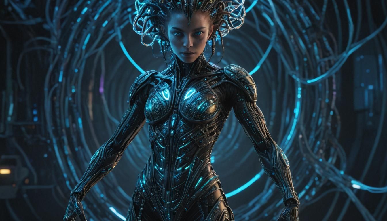 Alien Queen in Bio-Organic Suit, Sci-Fi Illustration