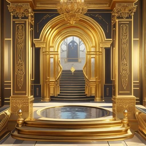 Luxurious Golden Room with Hot Tub and Piano
