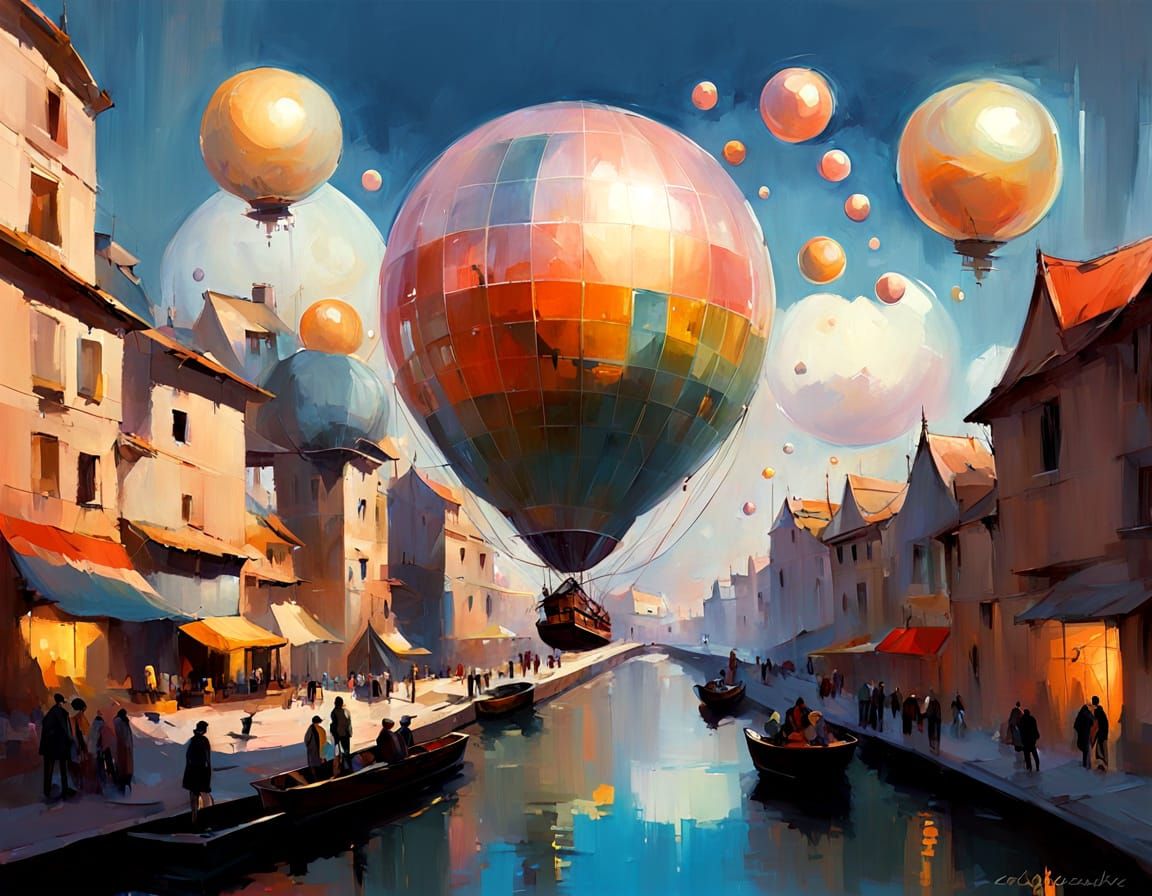 Bubble Baroness in Shimmering Spheres: Fairy-Tale Art