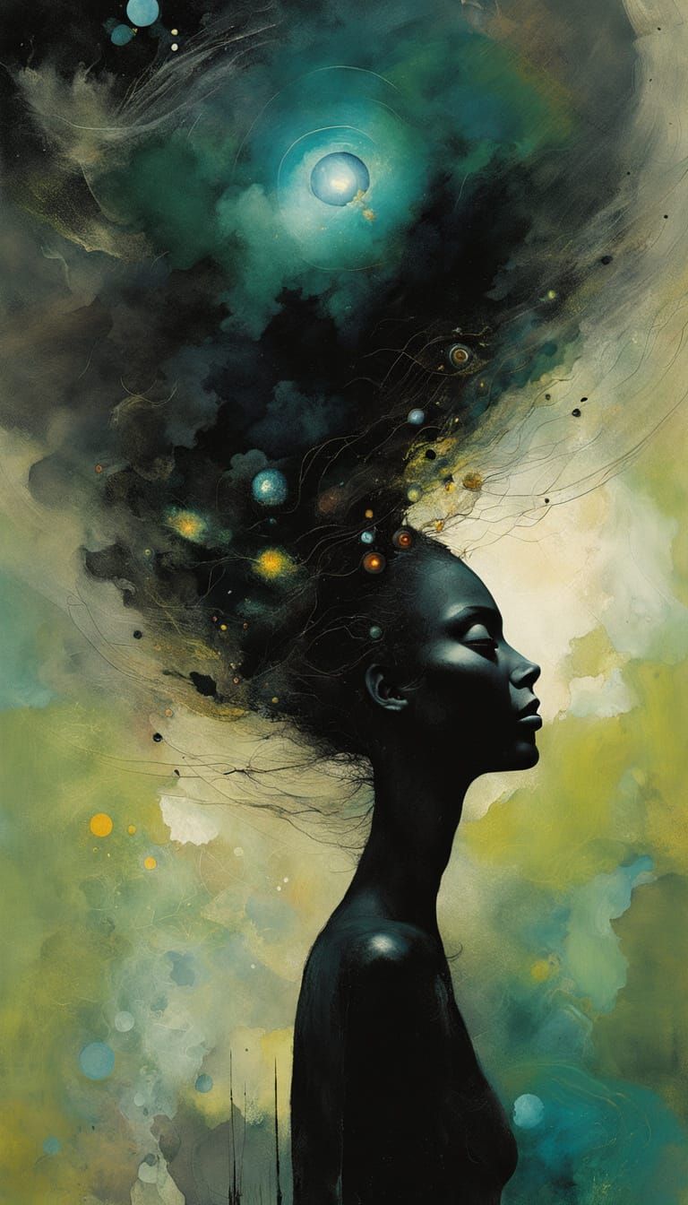 Cosmic Portrait in Tenebrous Oil