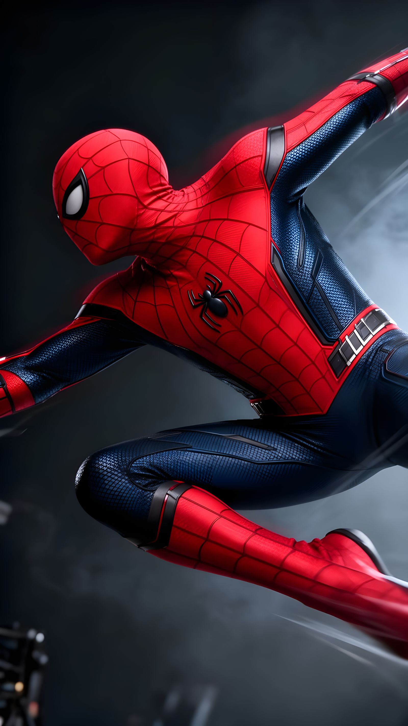 Dynamic Action Shot of Spider-Man in MCU Suit