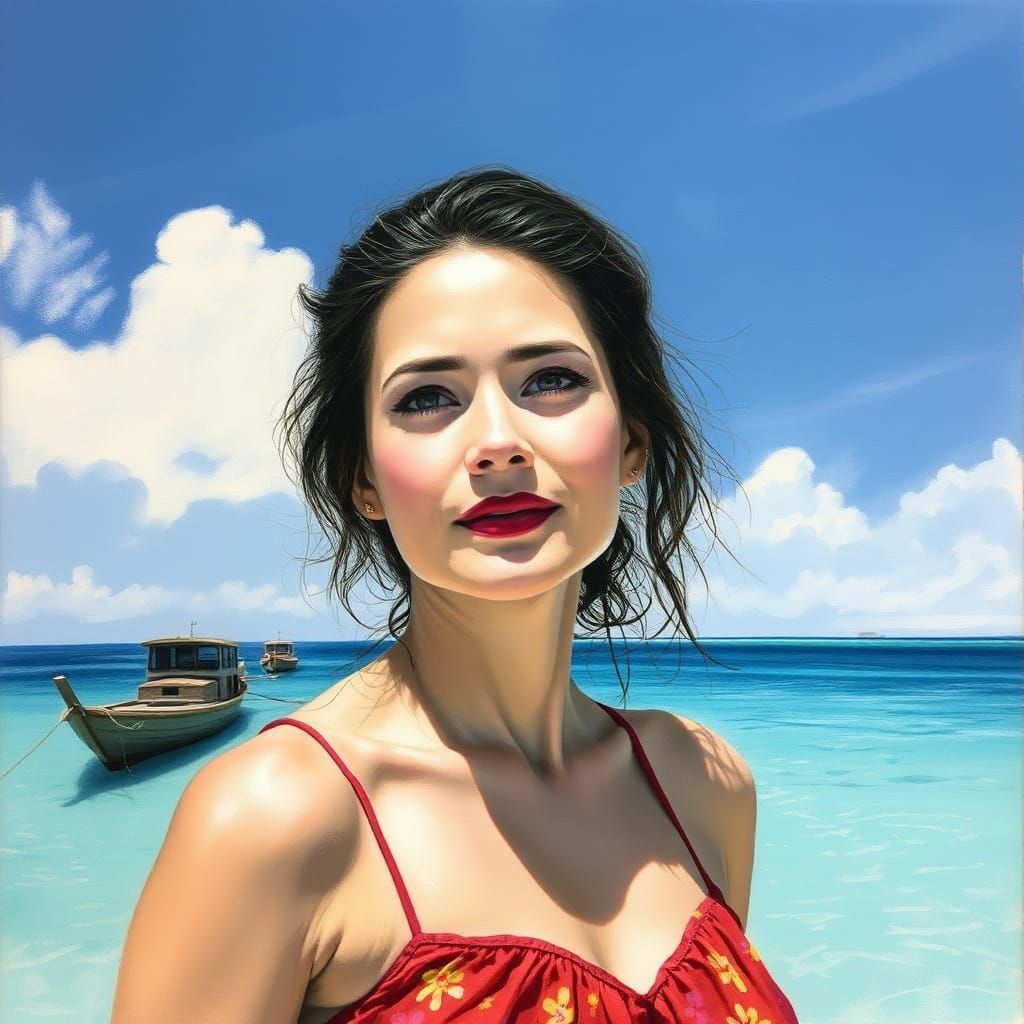 Maldives Woman: Expressive Oil Painting Portrait