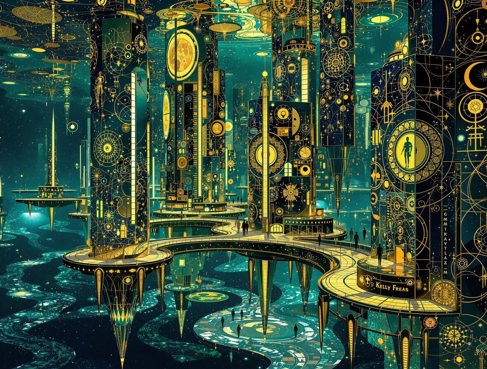 Cosmic Cityscape on a Methane Ocean Planet