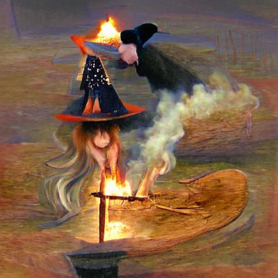 Historical Witch Burning Scene