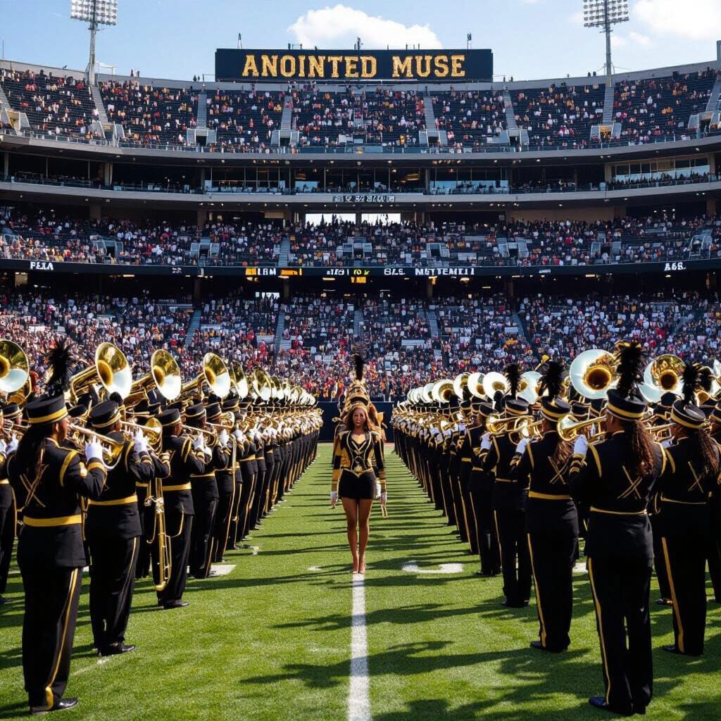 HBCU Marching Band Performs in Stadium Stands Cinematic Phot...