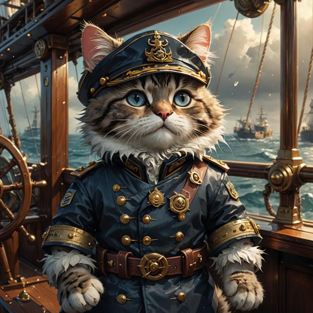 Chibi Cat Captains a Ship in Detailed 3D Art