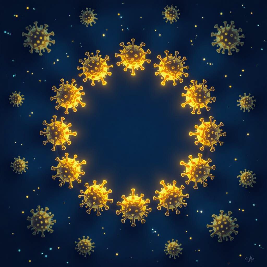 European Virus Flag: Futuristic Neon Illustration