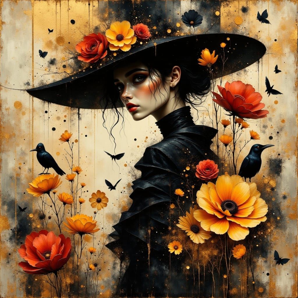 <lora:divineOil:1.0> <lora:Akimora:1.0> <lora:Orientally Surreal:1.0> <lora:Abstract Romanticism:1.0> burnt sienna, gold...