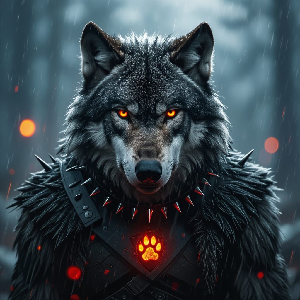 Gray Wolf in Storm, Cinematic Film Still