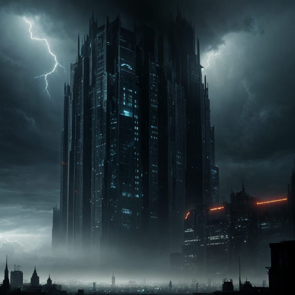 Storm Cloud Over Abandoned City: Dark Fantasy Art