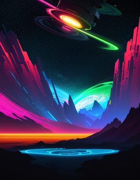 Vibrant Sci-Fi Space Objects in Digital Art