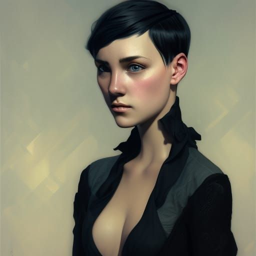 Beautiful Woman in Black Dress Portrait