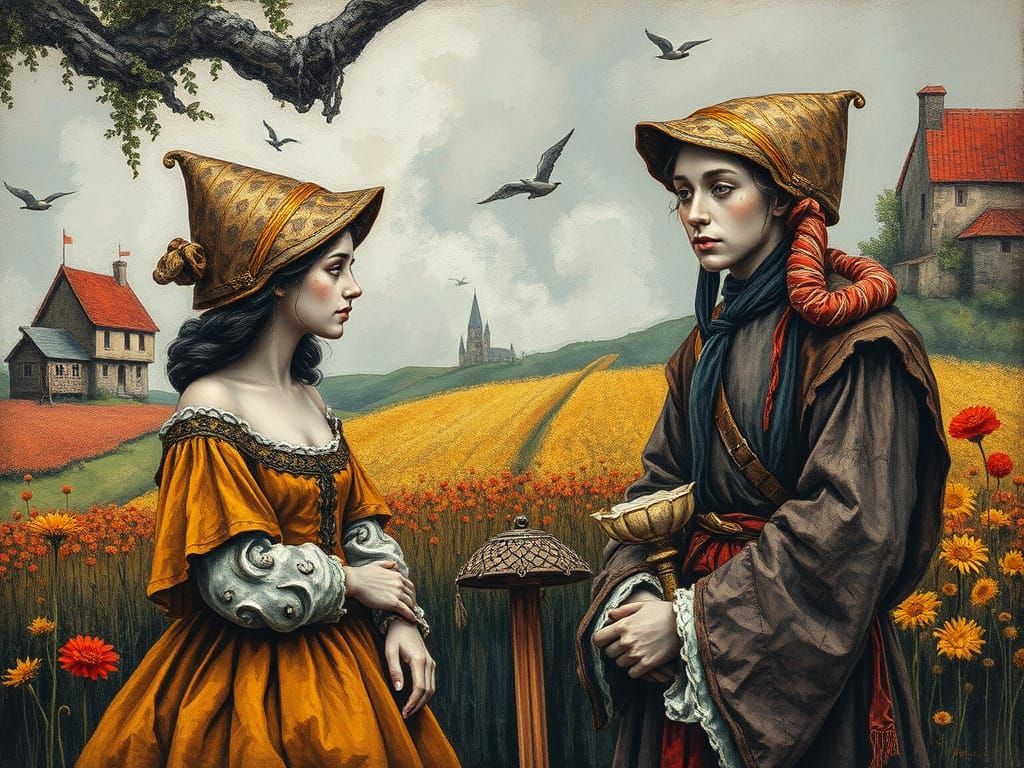 Medieval Peasants in Vibrant Pixel Art