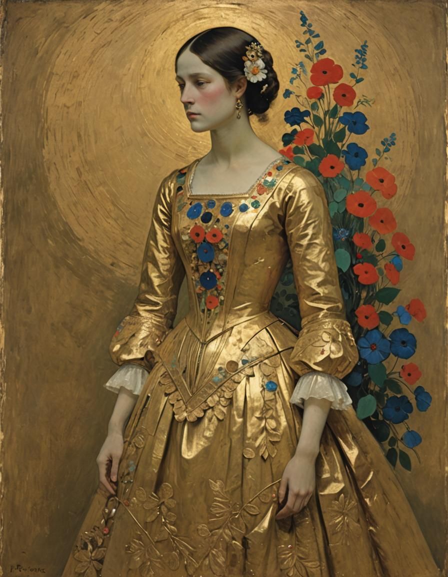 Elegant Golden Dress Digital Art