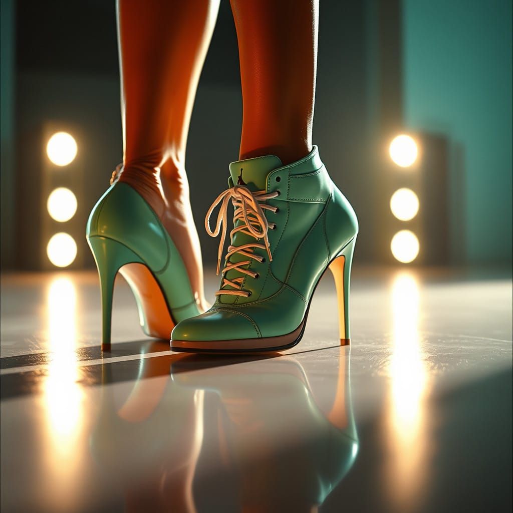 Luxurious Seafoam Green High Heels in Dramatic Lighting