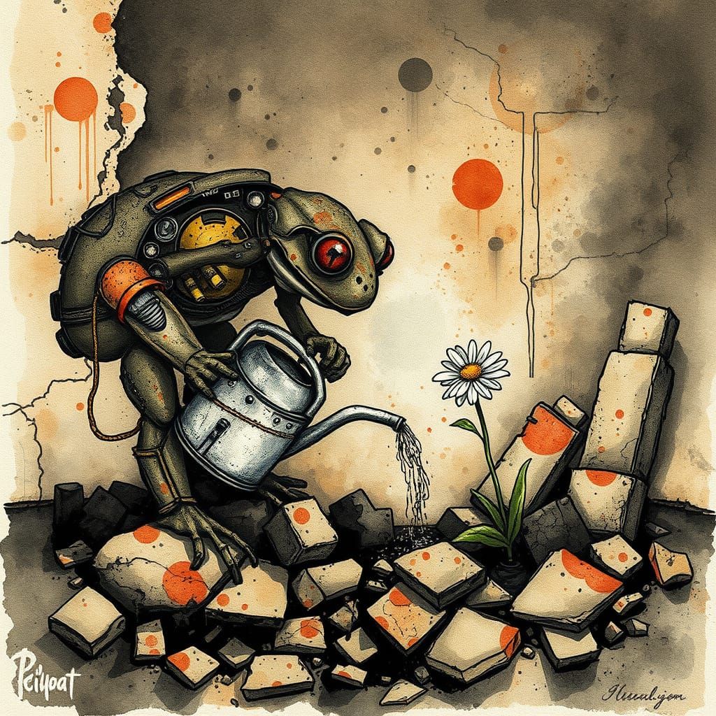 Post-Apocalyptic Earth: Cybernetic Frog Waters Daisy