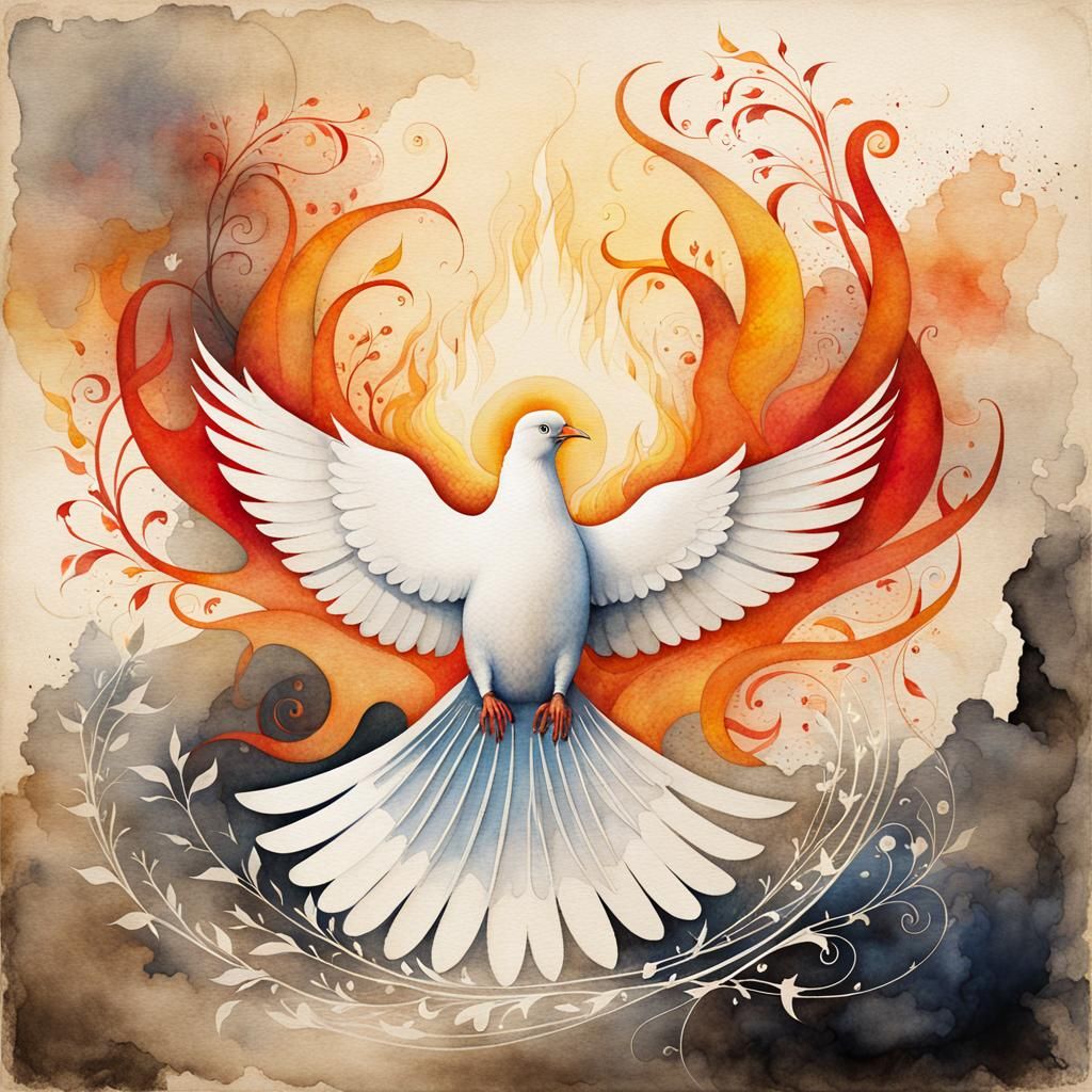 Pentecost Scene in Delicate Watercolor Style