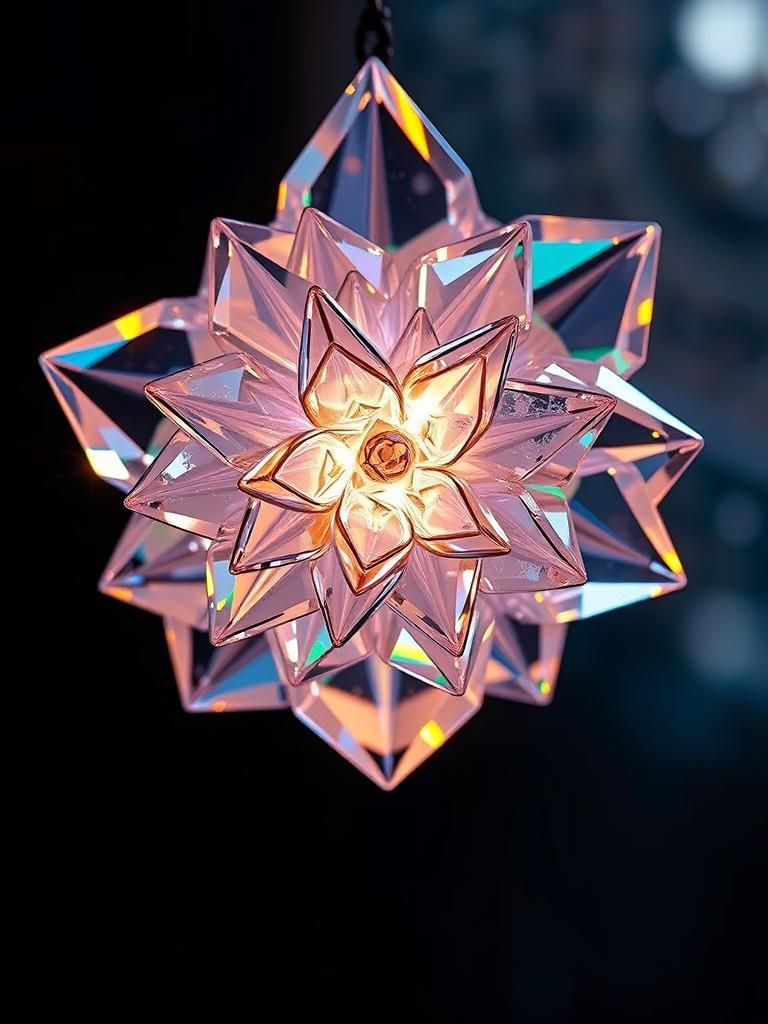 Ornate Crystal Rose Pendant in Art Nouveau Style