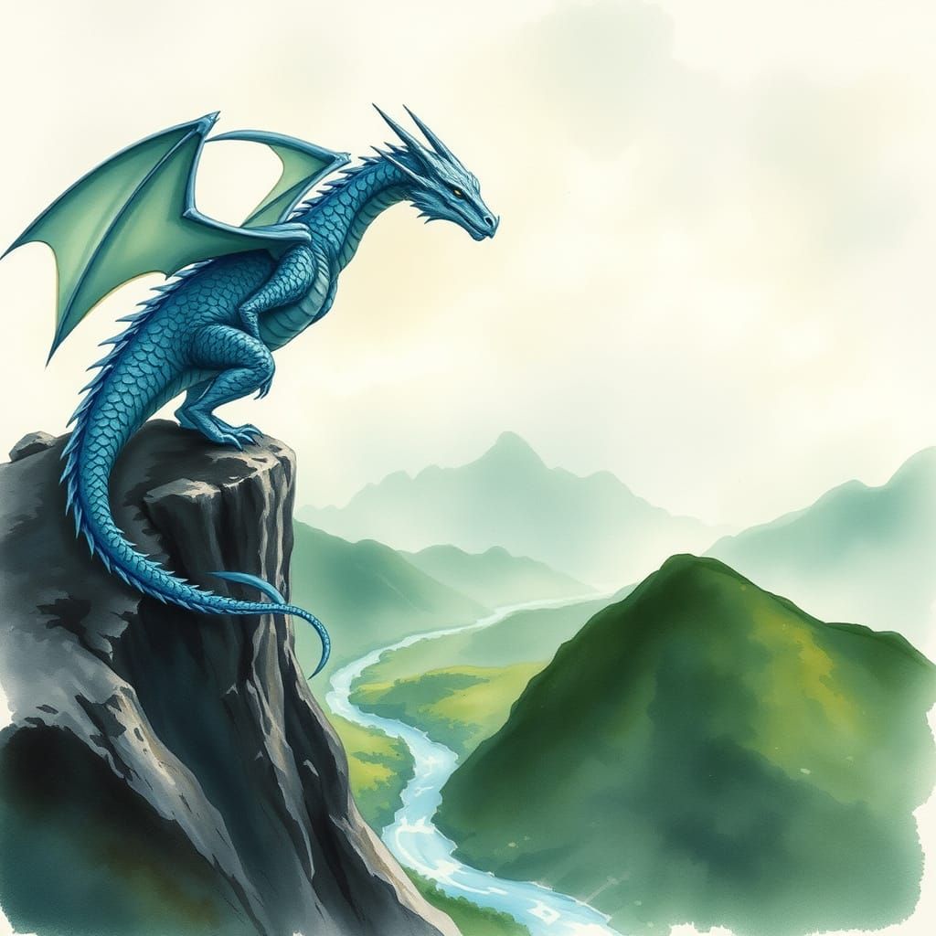 Ethereal Dragon in Watercolor Majesty