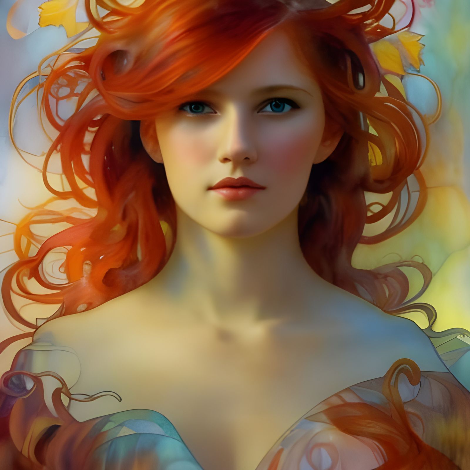 Watercolour paining of Beautiful Autumn Goddess II