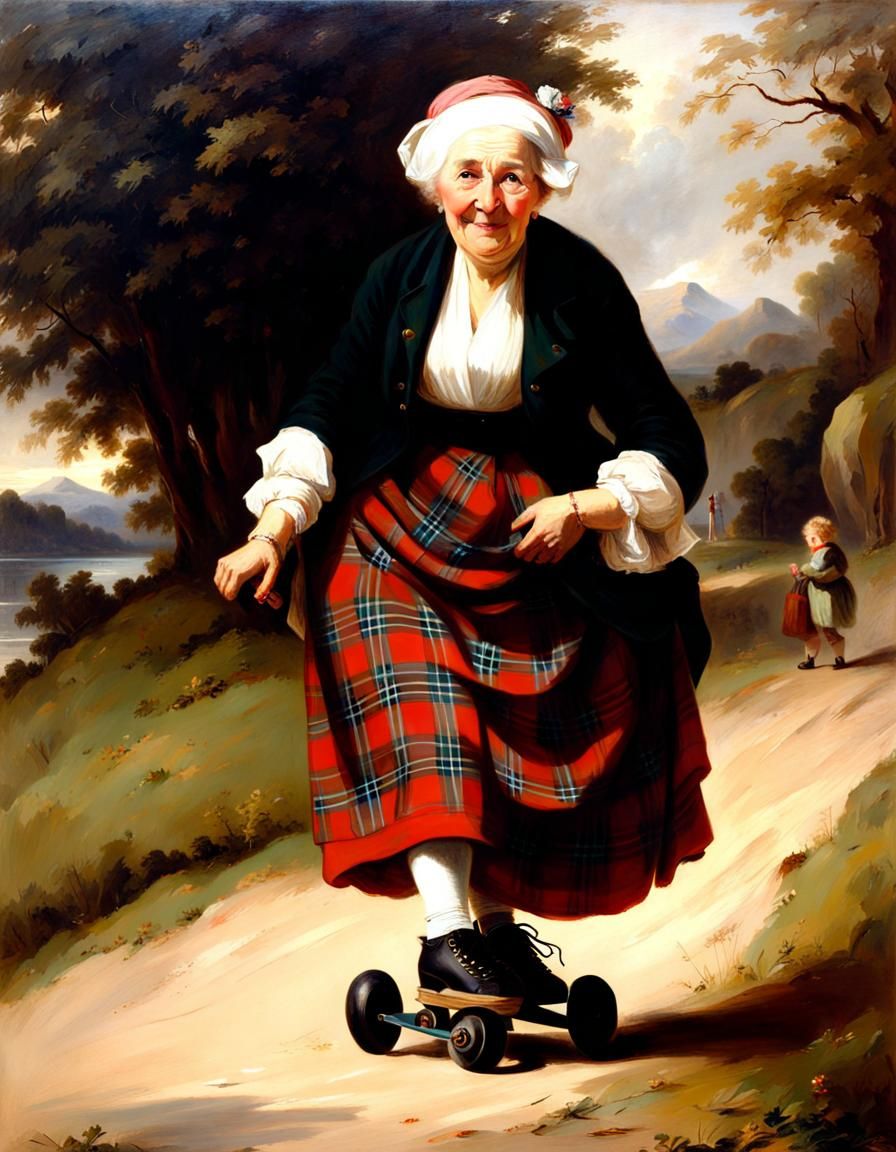 Victorian Woman Rollerblading by Loch in Classical Style