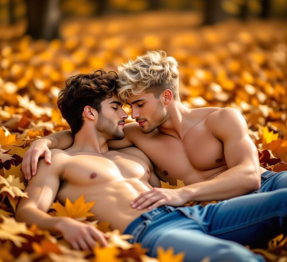 Romantic Couple in Autumn Leaves, Professional Photography