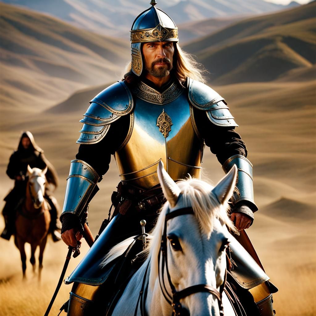 Fantasy Paladin on Horseback Battlefield Portrait